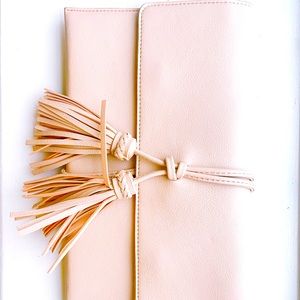 Lulu’s Tassel Clutch in beige. Worn once.